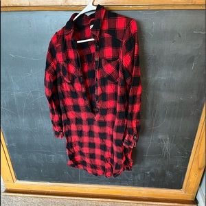Buffalo plaid shirt dress